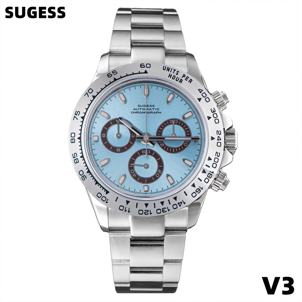 Sugess 潛水男士手錶熊貓自動機械計時碼表 7750 機芯手錶防水陶瓷表圈 Day Tona V3