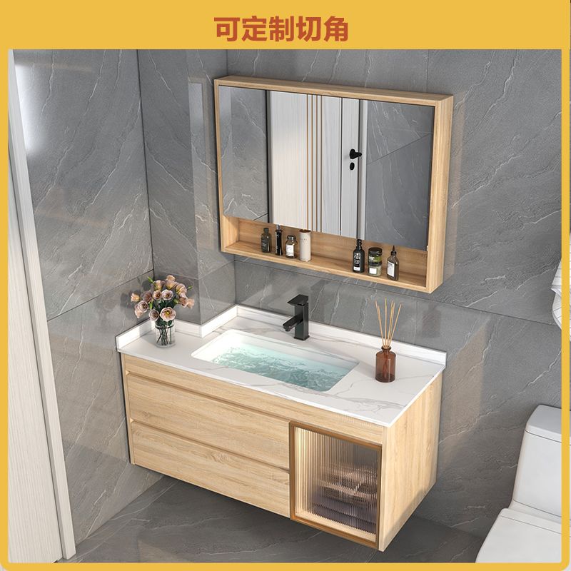 ✨現代簡約 陶瓷一體洗手盆 衛生間 實木浴室櫃 智能鏡洗漱台 支持定制