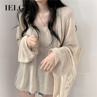 IELGY 溫柔韓風長袖女夏季薄款針織防曬上衣