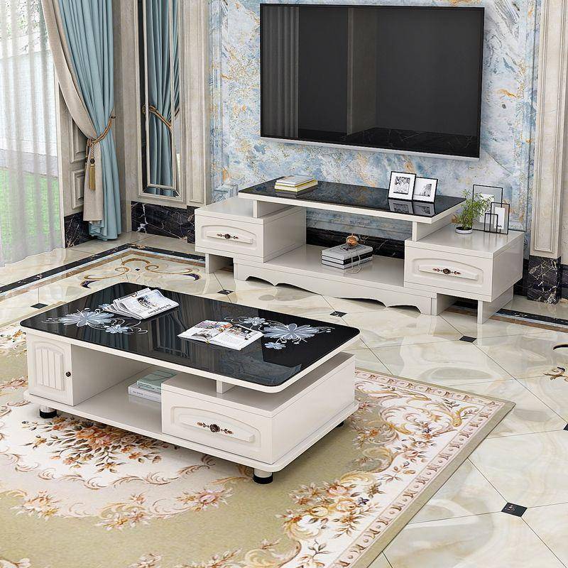 圓角歐式 電視櫃 茶几 組合 現代 簡約 小戶型 客廳 地櫃 簡易 臥室 電視機櫃