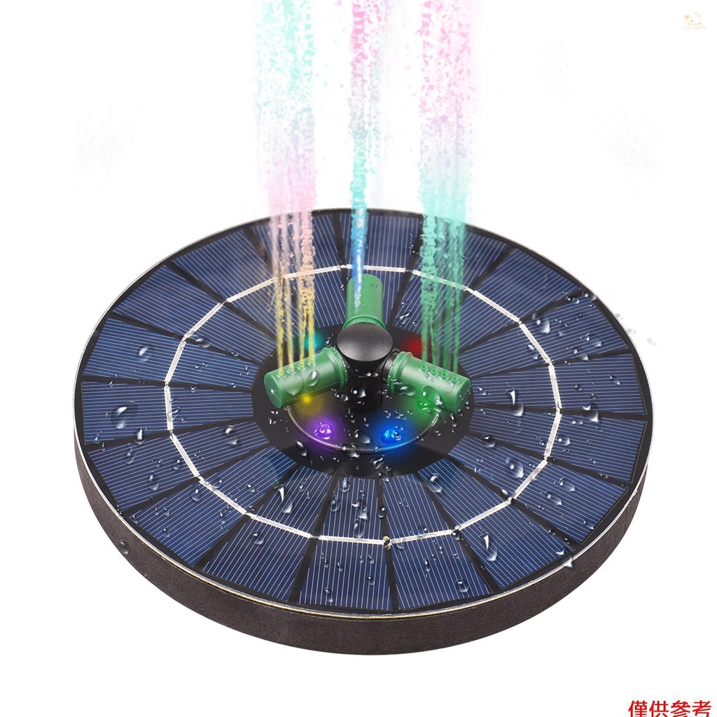 Sun6 4W多彩太陽能噴泉泵，帶360°可旋轉噴嘴RGB LED光太陽能水泵，帶電池免費站立自動關閉圓形噴泉，適合鳥浴