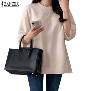 Zanzea 女式韓版圓領三分袖純色T恤