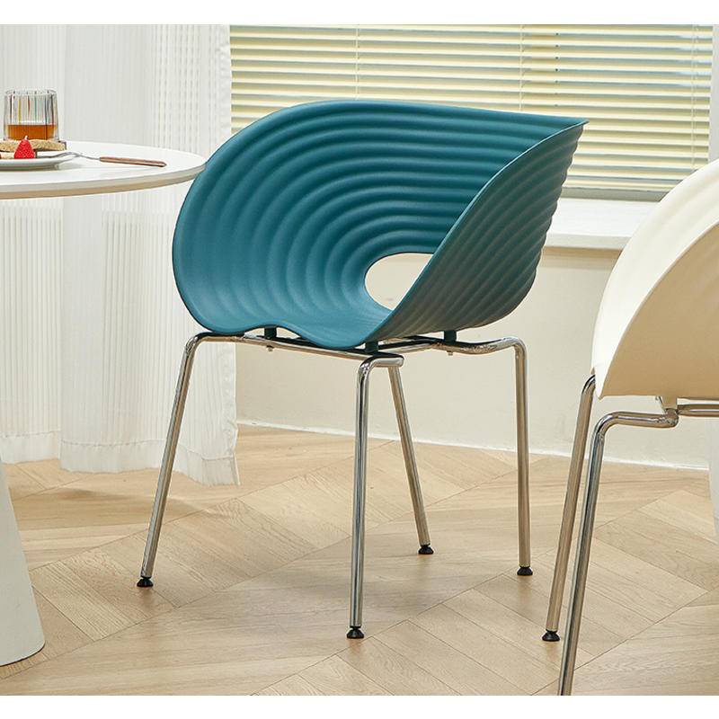 紅貝殼小戶型網復古洽談靠背餐椅塑膠空間慵懶椅椅咖啡廳北歐椅子WX