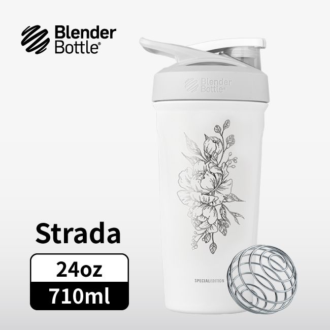 BlenderBottle Strada按壓式不鏽鋼水壺/ 24oz/ 710ml/ 玫瑰藤蔓 eslite誠品