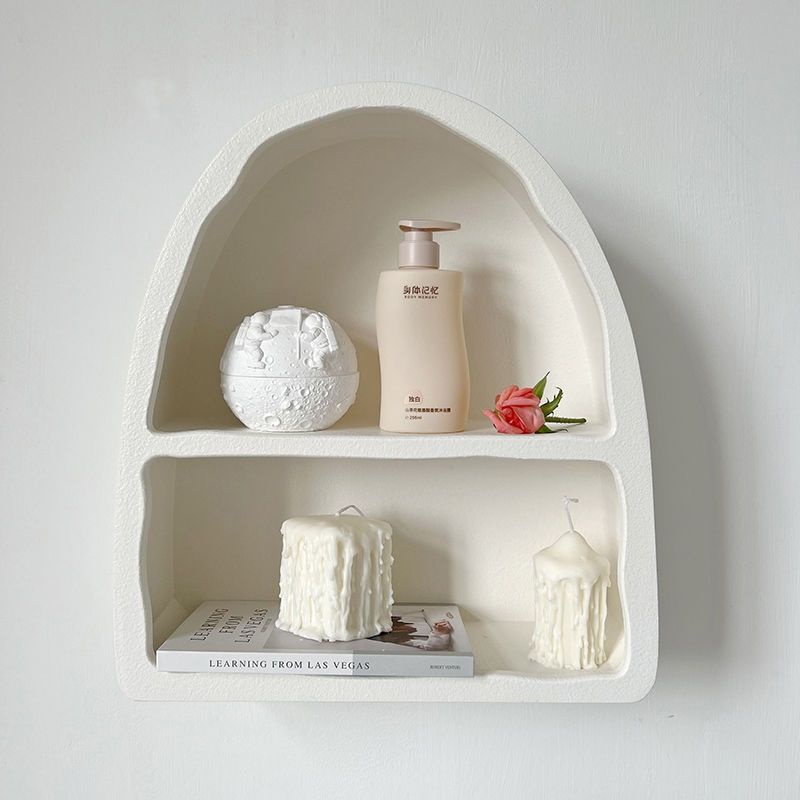 法式奶油風壁櫃牆上置物架玄關擺件白色拱形櫃子收納裝飾櫃香水櫃