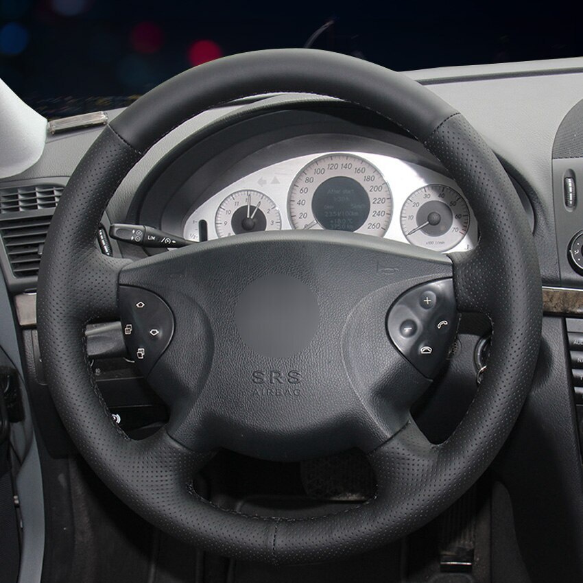 汽車黑色人造革方向盤套適用於梅賽德斯奔馳 E63 W210 E240 E280 E320 2002-2005