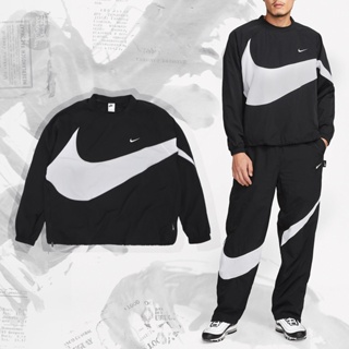 Nike 長袖 Swoosh 男款 黑 大學T 防風上衣 反光 寬鬆 大勾 拉鍊設計 【ACS】 DX0661-010