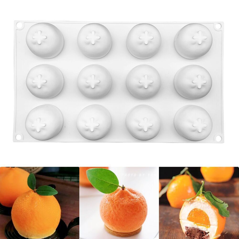 12連橘子矽膠模具3d仿真水果慕斯模具法式甜點模具慕斯蛋糕巧克力模具手工皂蠟燭模具diy烘焙工具