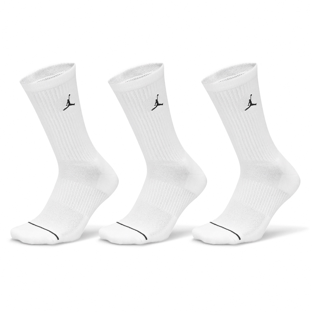 Nike 襪子 Jordan Everyday 男女款 白 長襪 中筒襪 刺繡 喬丹 三入【ACS】DX9632-100