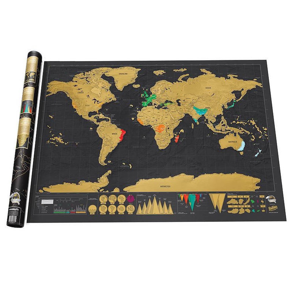 豪華日記日誌禮物旅行版刮刮世界地圖海報耐用