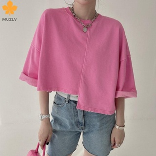MUVZ[好物推薦]韓國東大門夏季新款設計感小眾時尚百搭不規則短版上衣熱門的T恤女