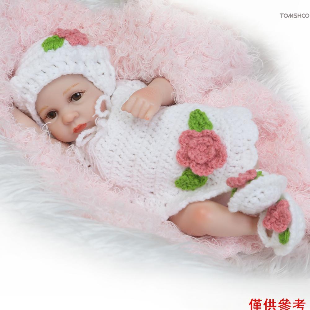 Reborn Baby doll 女孩嬰兒沐浴玩俱全矽膠身體開眼娃娃帶衣服 10 英寸 25cm 逼真可愛禮物玩具花朵針