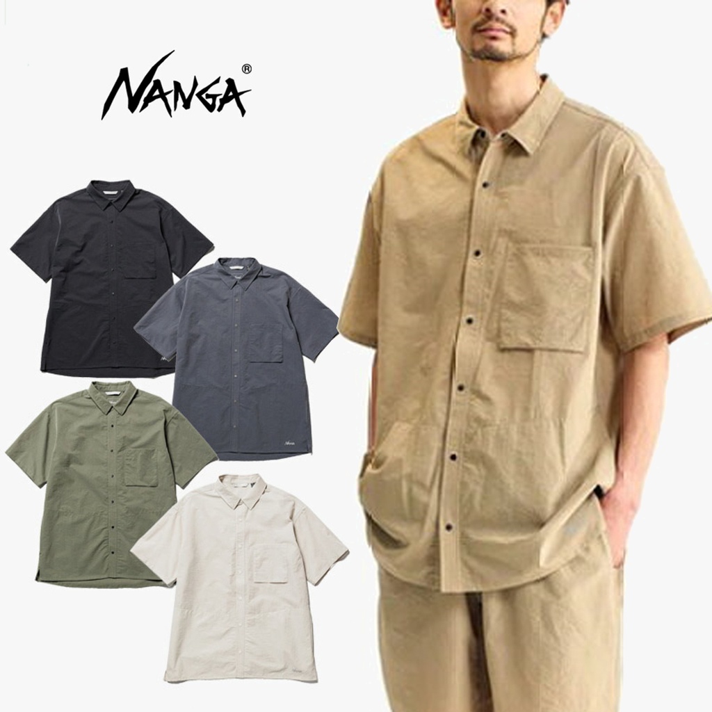 NANGA戶外露營山系機能短袖襯衫 日系山系釣魚短袖速乾透氣T恤襯衫