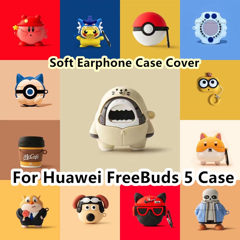 現貨! 適用於華為 FreeBuds 5 保護套搞笑卡通 Huskies 適用於華為 FreeBuds 5 保護套軟耳機
