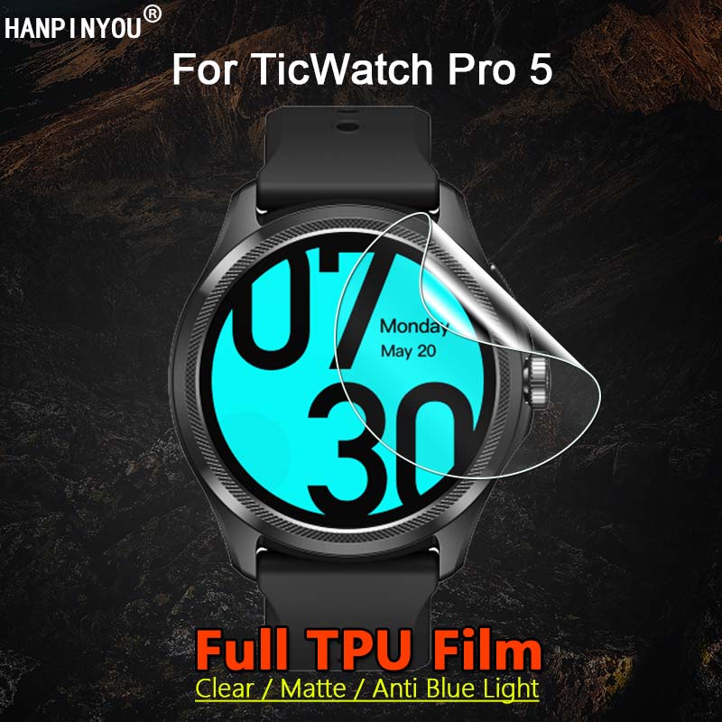 2 件適用於 TicWatch Pro 5 3 Ultra SmartWatch 透明/啞光/防藍光軟 TPU 水凝膠膜