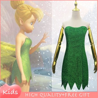 Tinkerbell 服裝角色扮演綠色吊帶裙女士 Tinker Bell 女士性感迷你連衣裙萬聖節服裝派對服裝