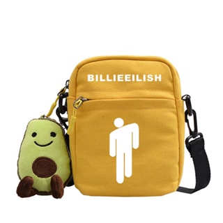 歐美歌手Billie Eilish周邊斜背包帆布包可愛小方包學生斜背包