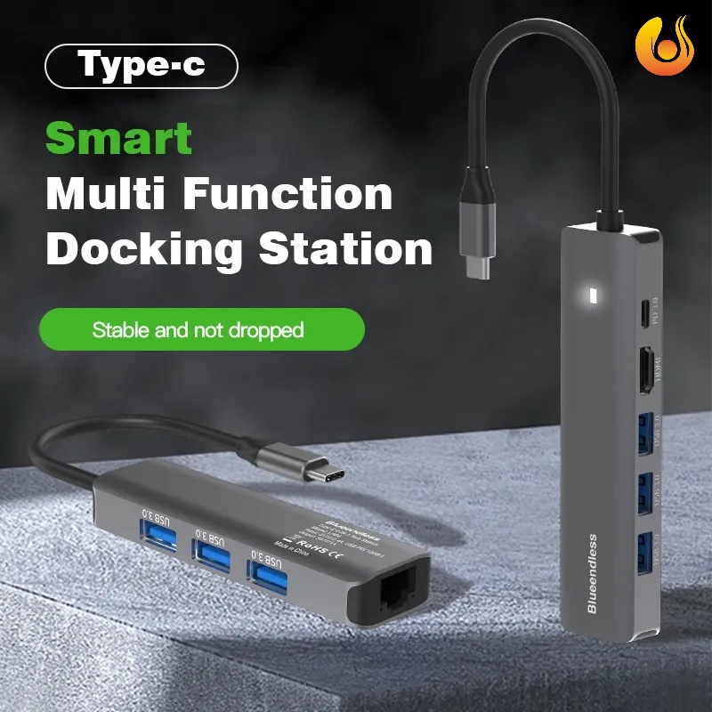 4 合 1 5 端口 USB 2.0/3.0 Type-C HUB 多分配器適配器/耐用鋁合金擴展器,適用於 PC 電腦