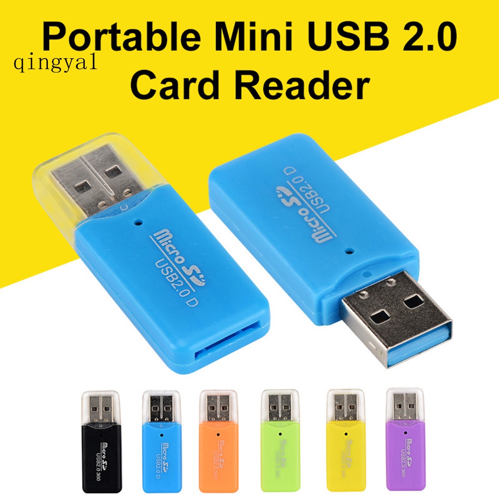 Qya 迷你便攜式 USB 2.0 TF 微型 SD 存儲卡讀卡器,適用於 PC 筆記本電腦