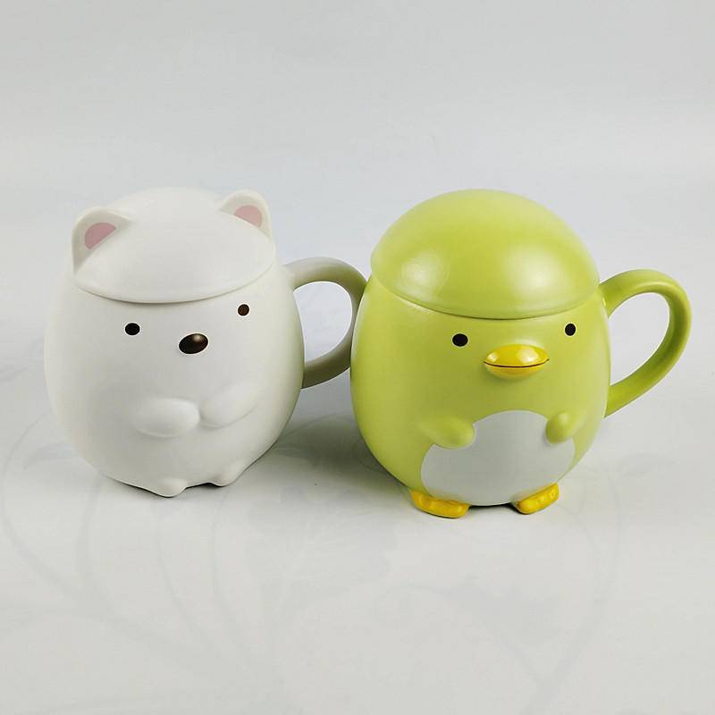 香港直送!Sumikko Gurashi角落生物 白熊企鵝360ml 3D立體做型陶瓷杯連蓋SGC13126