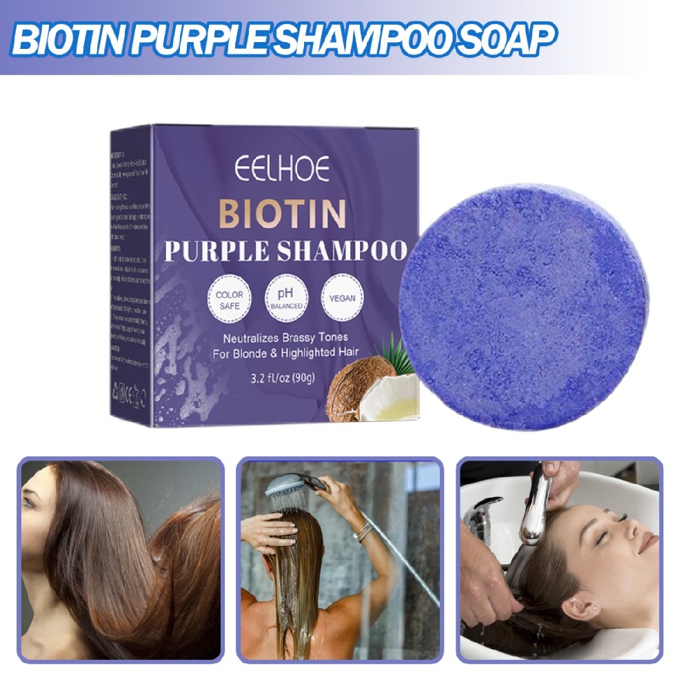 用於金發的紫色洗髮水棒生物素洗髮水棒中和黃銅色調