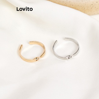 Lovito 女士休閒素色金屬戒指 L60AD042 (黃金白銀色)