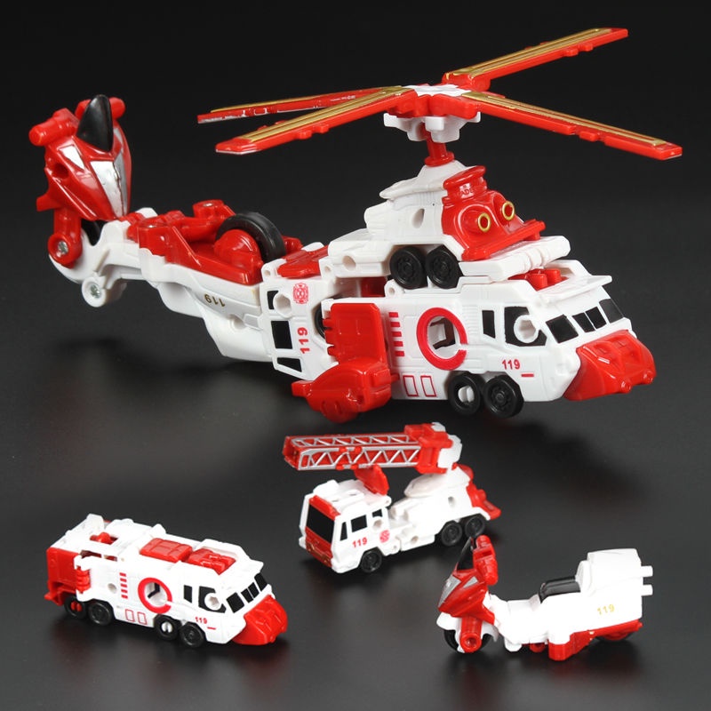 兒童變形金剛玩具飛機模型消防車警車軍事合體機器人玩具套裝男孩