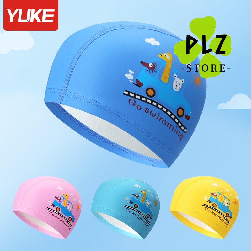 [帽] YUKE 泳帽 兒童泳帽 男童女童游泳帽 不勒頭可愛卡通防水護耳帽 PU泳帽 小孩泳帽