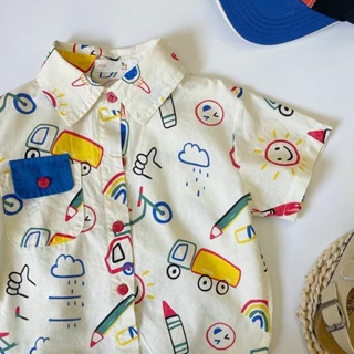 熱銷新款日韓男童夏裝韓系童裝時尚設計感寶寶短袖襯衫潮洋氣兒童