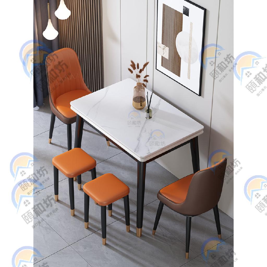 岩板餐桌 折詁餐桌 家用小戶型飯桌實木岩板餐桌 可伸縮桌子 現代簡約 輕奢風飯桌 長方形餐桌