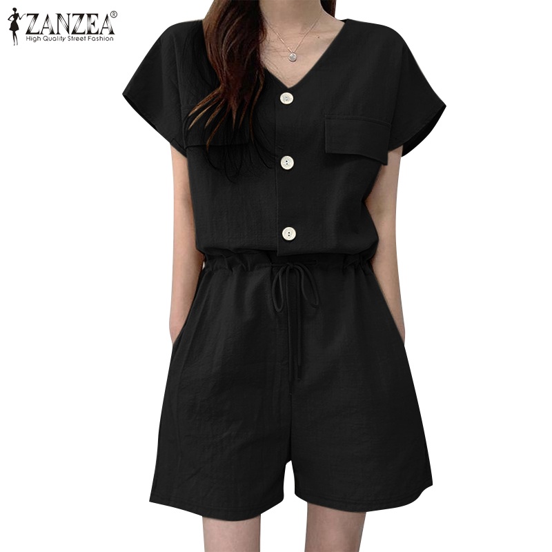 Zanzea 女式韓版時尚 V 領無袖腰帶側袋短連身衣