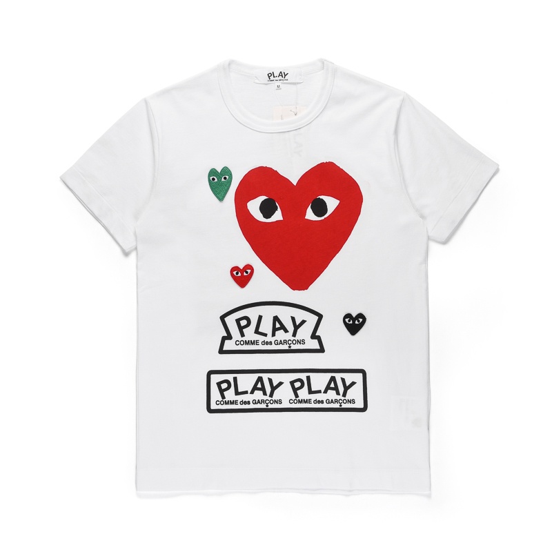 Play COMME DES GARCONS REI KAWAKUBO CDG 男女短袖T恤情侶愛心印花夏季