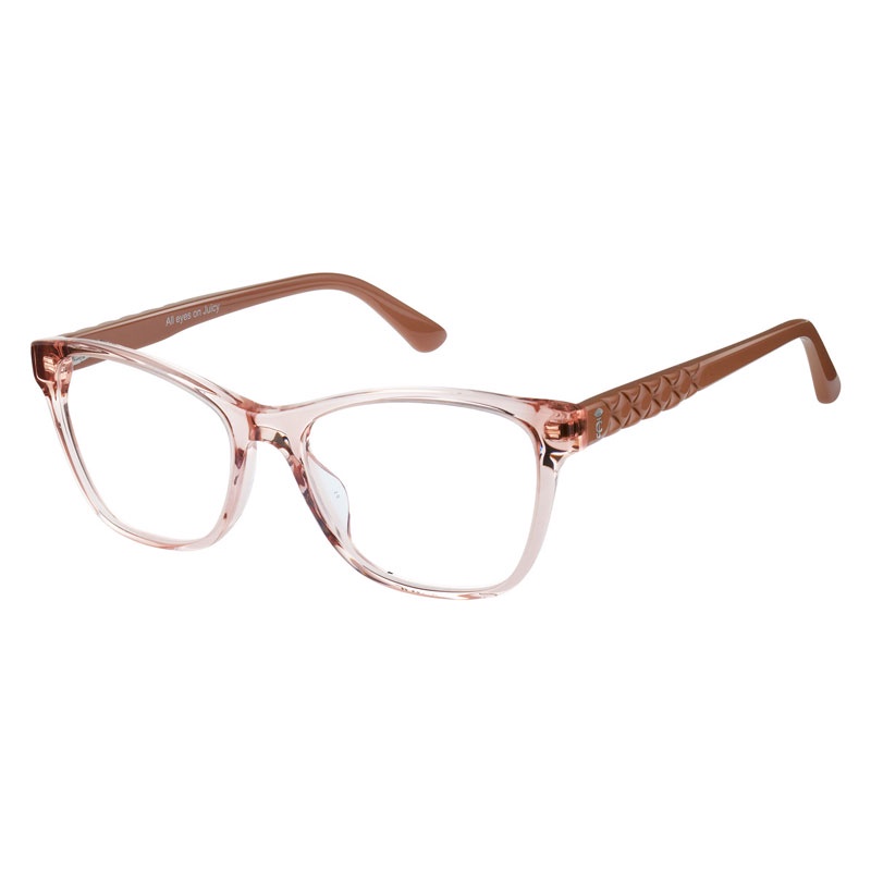 女士設計師品牌醋酸纖維眼鏡框彈簧鉸鏈 JU185 水晶粉色眼鏡