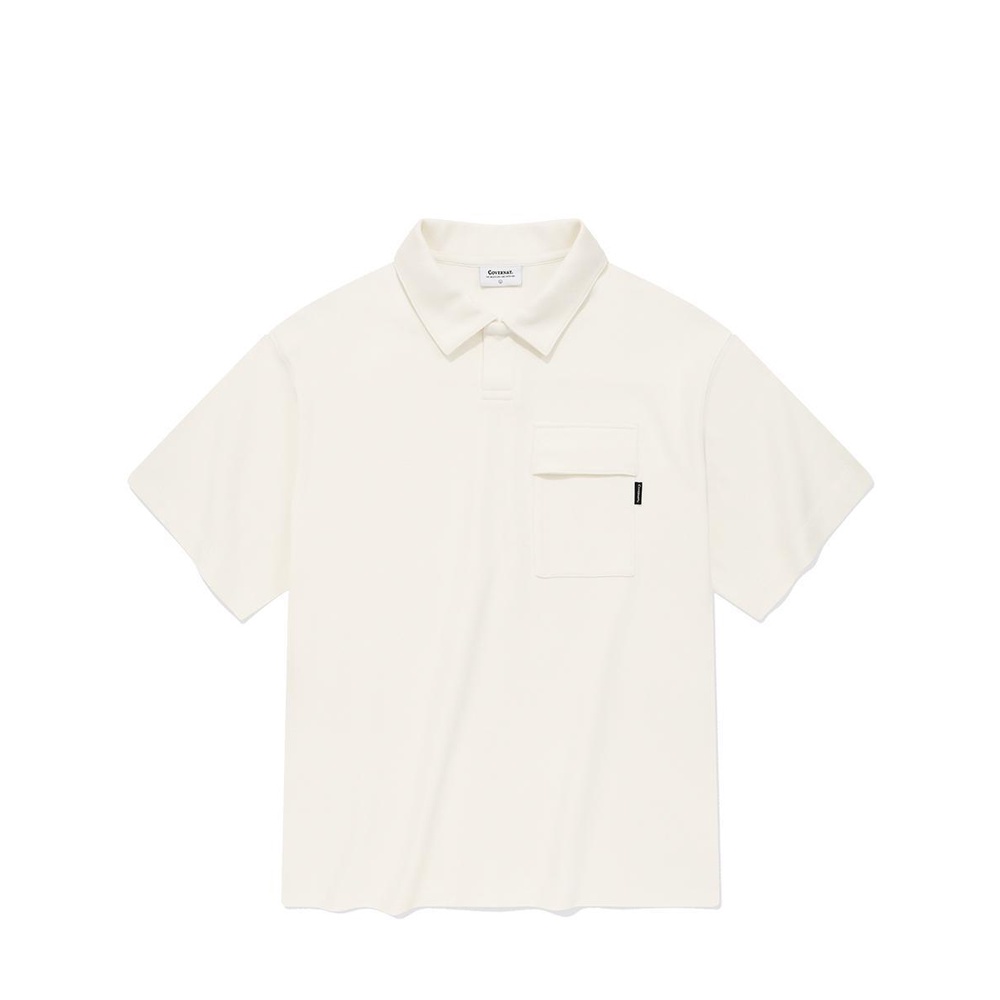 [COVERNAT]  寬鬆版型翻領短袖T恤（白色） [G8]