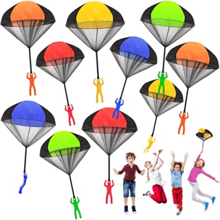 4 件套手拋降落傘兒童戶外趣味玩具遊戲玩具兒童飛行降落傘運動帶迷你士兵