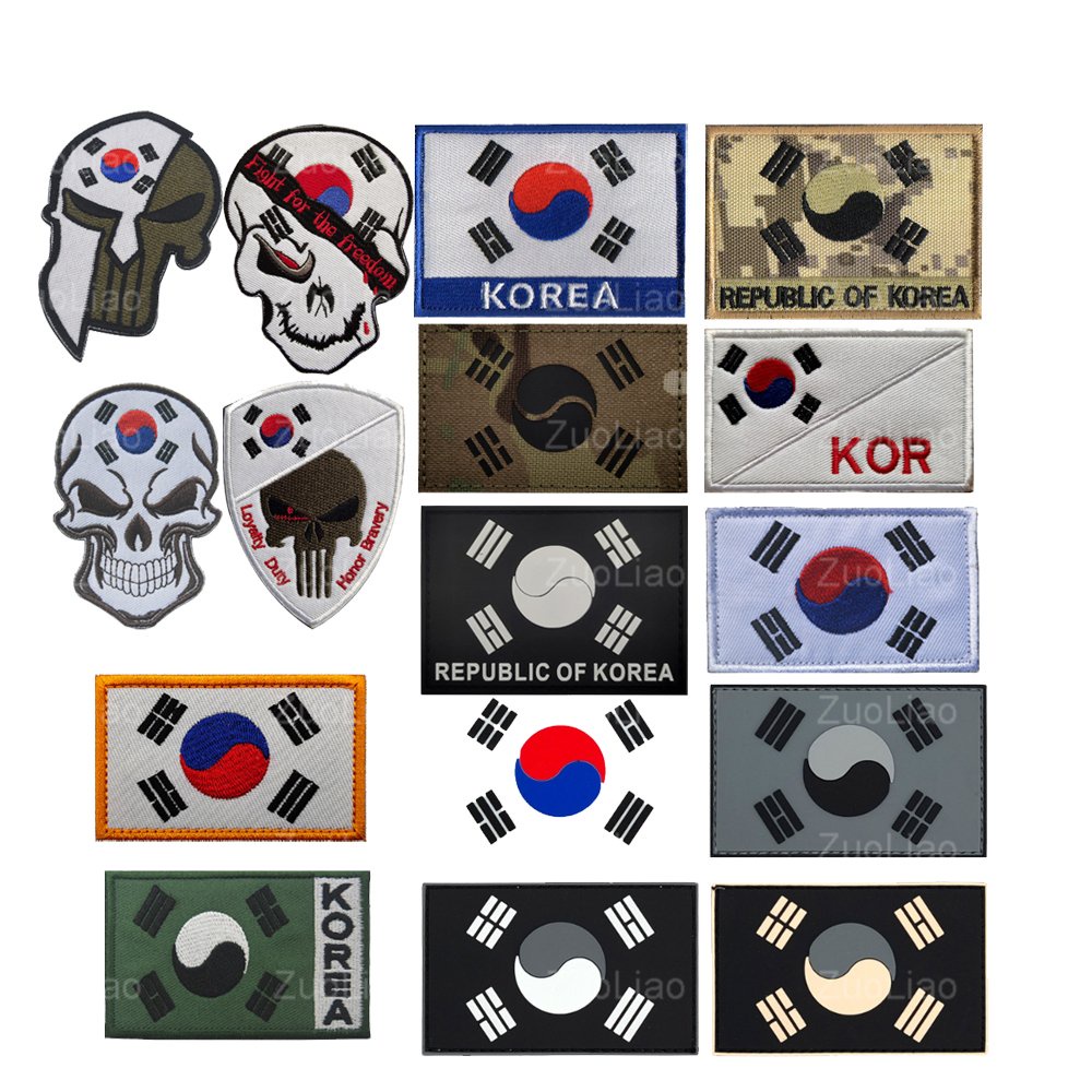 魔術貼貼韓國國旗太極3d PVC橡膠徽章滴膠徽章服裝帽子裝飾背包夾克貼