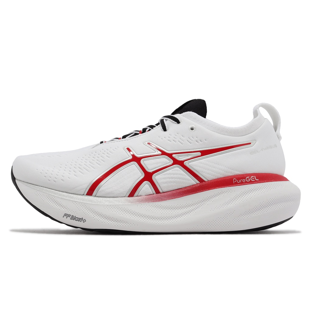 Asics 慢跑鞋 GEL-Nimbus 25週年 白 紅 銀 虎爪 男鞋 亞瑟士 緩衝 ACS 1011B750100