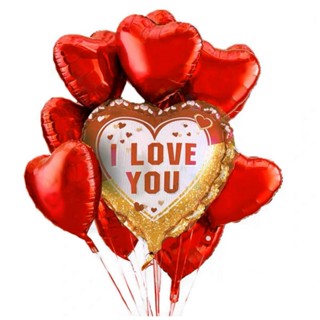 六分埔禮品★I LOVE YOU鋁質氣球9件組★(現貨/發票)-情人節七夕告白求婚婚禮母親節父親節愛心氣球