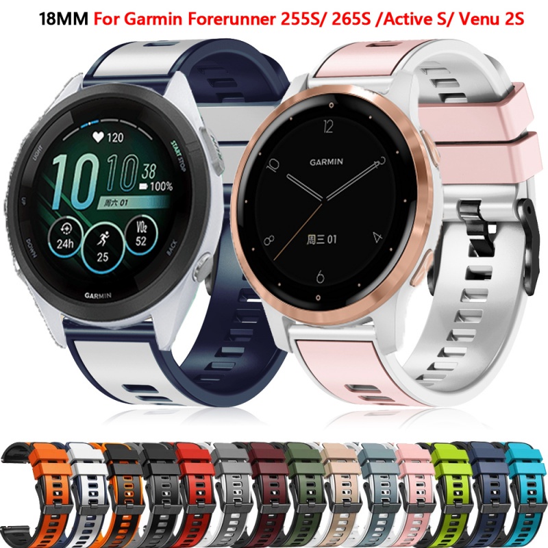 18 毫米矽膠錶帶適用於 Garmin Forerunner 255S 265S/Active S 錶帶智能手錶替換 V