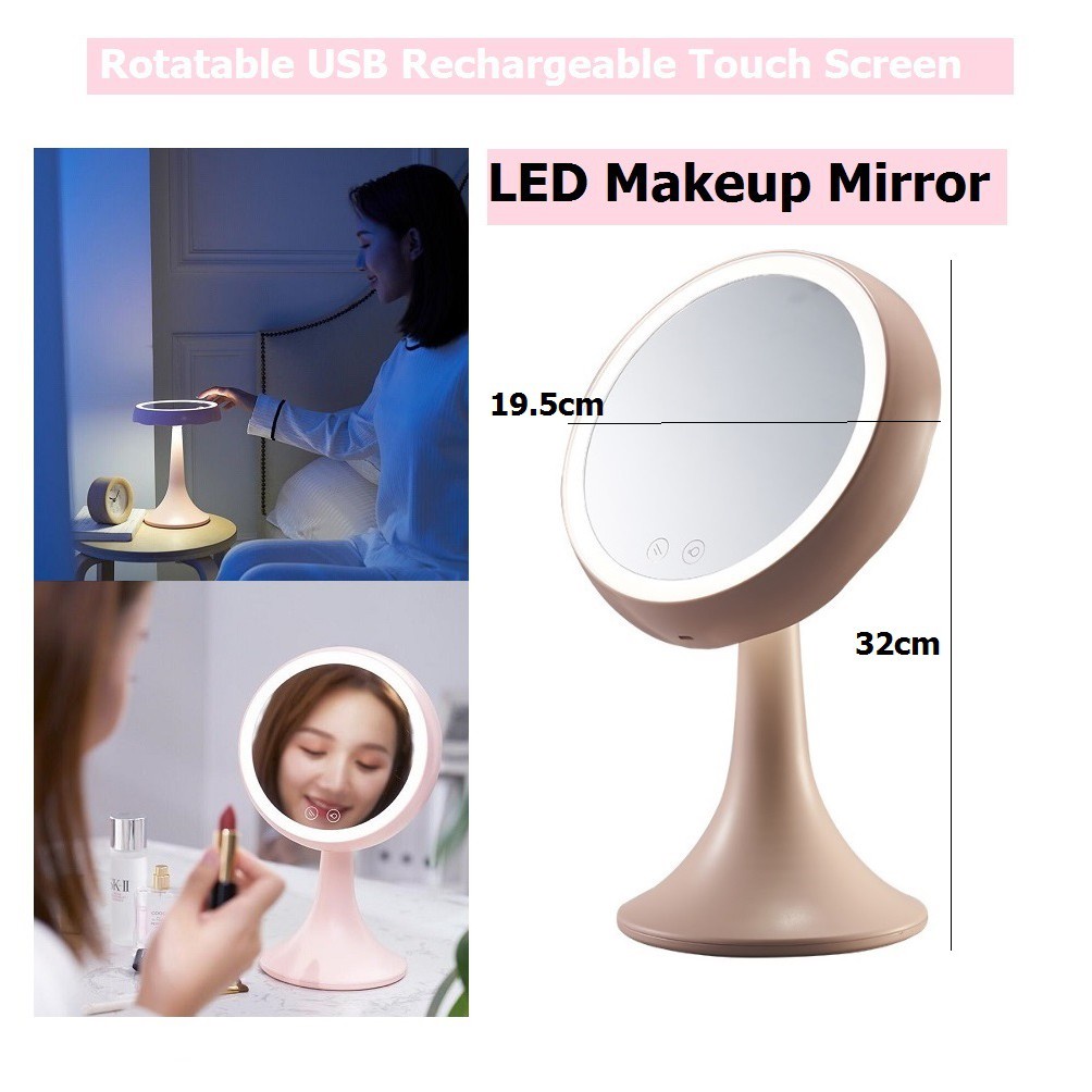 Asotv® Led化妝鏡可旋轉觸摸屏2合1檯燈1062化妝鏡cermin Muka Cermin面鏡