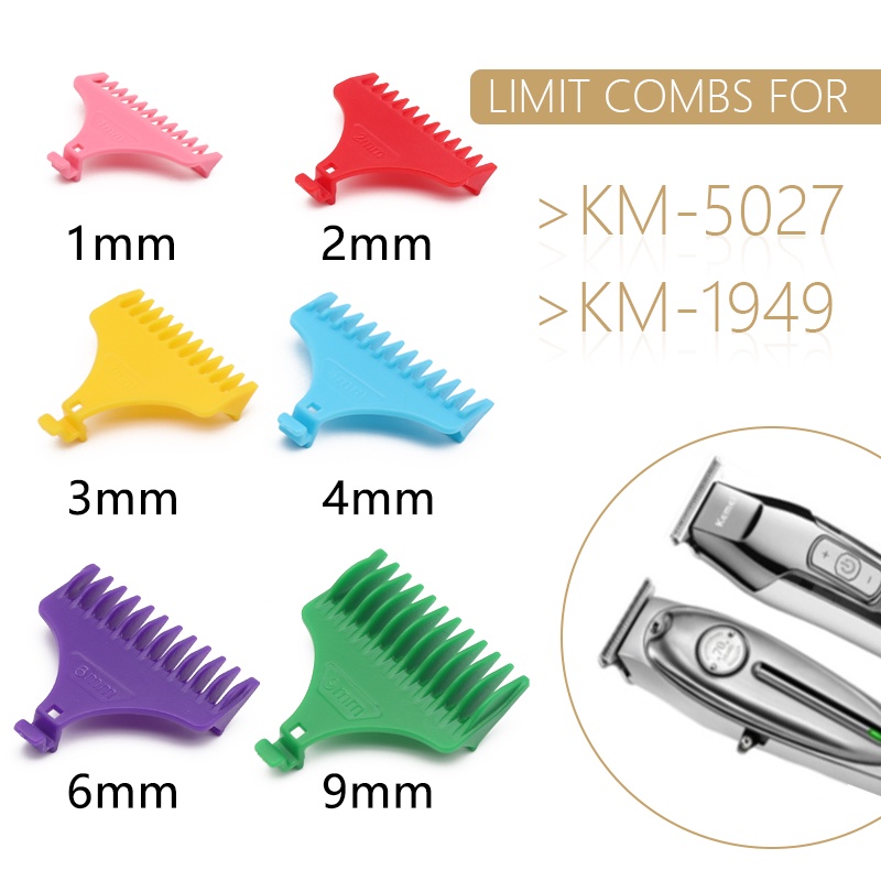 KEMEI 科美 1 2 3 4 6 9 毫米專業理髮器多色限位梳通用理髮配件適用於 5027 1949 5098 17