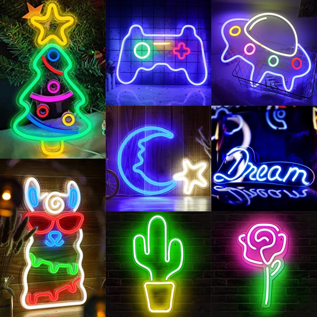 現貨 七彩霓虹燈 電競裝飾 耶誕樹 遊戲機手柄 LED霓虹燈 炫彩壁燈 居家裝飾 壓克力壁燈 UFO 玫瑰花 主題裝飾