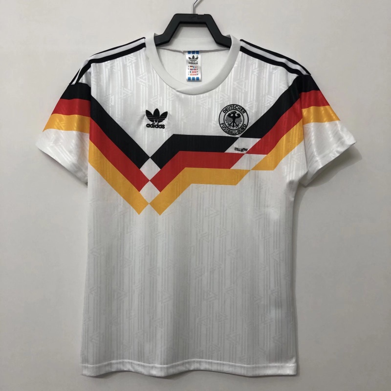 1990 德國主場復古足球球衣 S-XXL 男式足球短袖球衣速乾運動足球衫 AAA