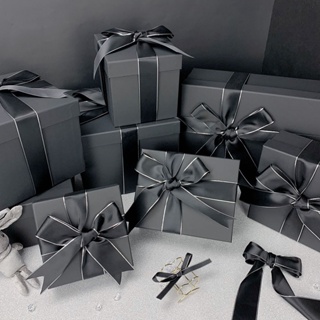 🔥熱賣🔥黑色絲帶禮品盒高顏值ins風情人節送男女友禮物盒空盒生日包裝盒