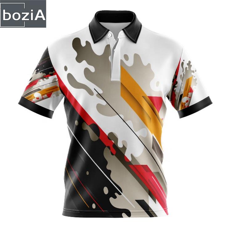 (bozi)定制logo男士全身印花polo衫領設計昇華球員圓領boss Polo高爾夫t恤