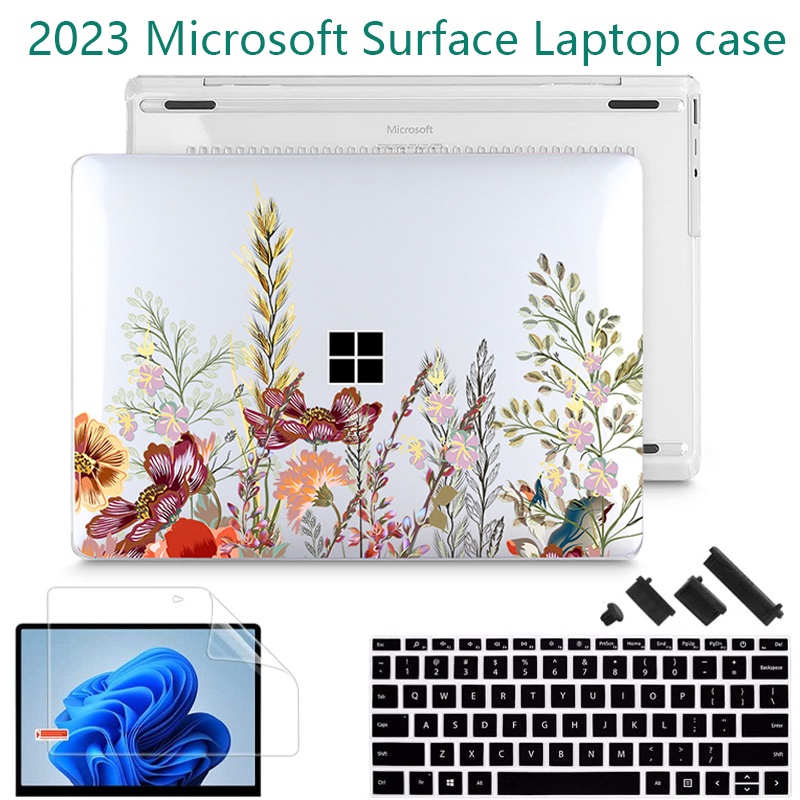 【4 合 1】花簇保護套 Microsoft Surface 筆記本電腦 13.5 15 英寸 Go 2 (2022)