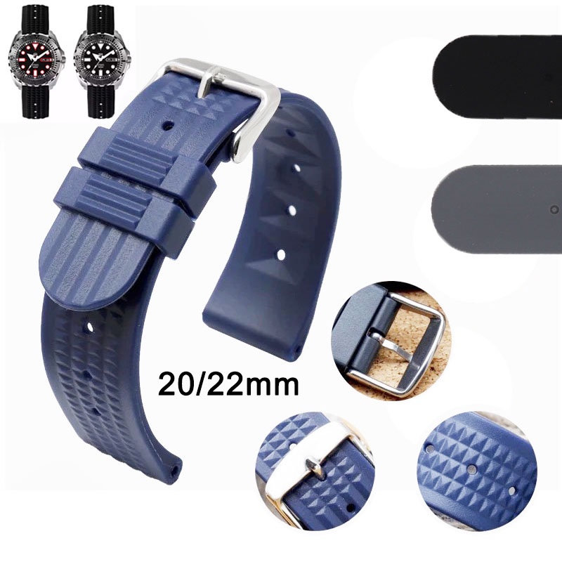 SEIKO 20 毫米 22 毫米橡膠矽膠錶帶適用於精工水鬼替換錶帶防水運動腕帶女士男士通用手鍊