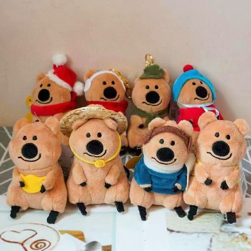 兒童玩具 卡通韓國袋鼠 椒熊袋熊 可愛考拉 絨毛公仔 玩偶 小掛飾 書包鑰匙圈鑰匙扣 飾品 布娃娃 絨毛玩具