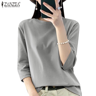 Zanzea 女式韓版休閒圓領三分袖針織T恤