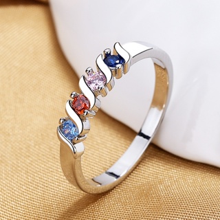 奢華多色鋯石戒指永恆承諾水晶手指戒指訂婚婚禮珠寶愛情禮物